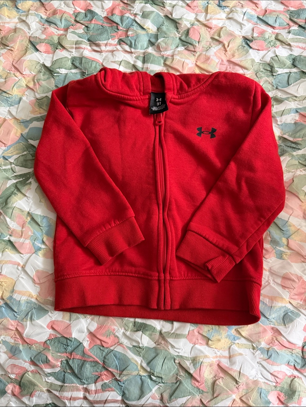 Under Armour Kids Red Full-Zip Hoodie with Logo